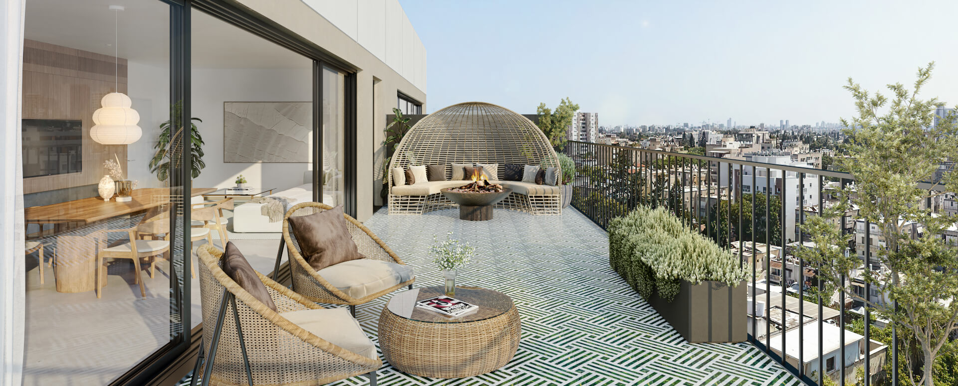 Terrasse du penthouse avec vue sur Tel-Aviv